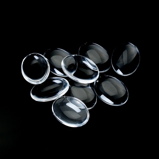 Immagine di Vetro Cupola Cabochon Cabochon per Abbellimento Ovale Flatback Clear Trasparente 30mm x 20mm, 30 Pz