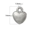 Изображение CCB Пластик Подвески " Сердце " Серебряный Тон 14мм x 11мм, 100 ШТ