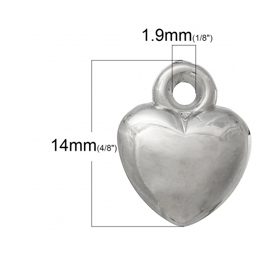 Immagine di CCB Plastico Charm Ciondoli Cuore Tono Argento 14mm x 11mm , 100 Pz