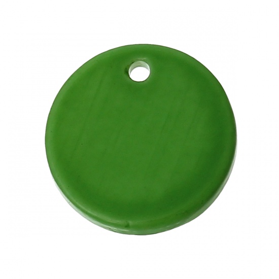 Picture of Natural Shell Charm Pendants Round Green 12mm( 4/8") Dia. - 11mm( 3/8") Dia., 100 PCs