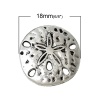 Изображение Цинковый Сплав Коннекторы фурнитуры Круглые Античное Серебро Ажурный Цветок С узором 18мм диаметр, 50 ШТ