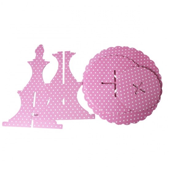Immagine di Cupcake Supporto Carta Rosa Polka Dot Disegno 37cm x 31cm, 1 Set