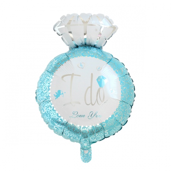 Image de Ballon Gonflable Déco Soirée en Aluminium Bague Anges Bleu Lettre "I Do" 70.5cm x 47cm, 5 Pcs