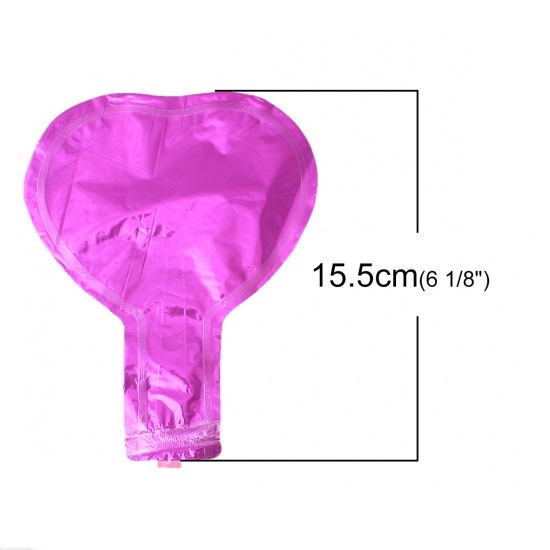Picture of Aluminium Foil Balloons Party Decoration Heart Fuchsia 15.5cm x12.3cm(6 1/8" x4 7/8"), 10 PCs