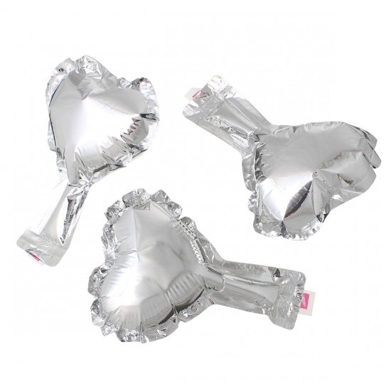 Picture of Aluminium Foil Balloons Party Decoration Heart Silvery 15.5cm x12.3cm(6 1/8" x4 7/8"), 10 PCs