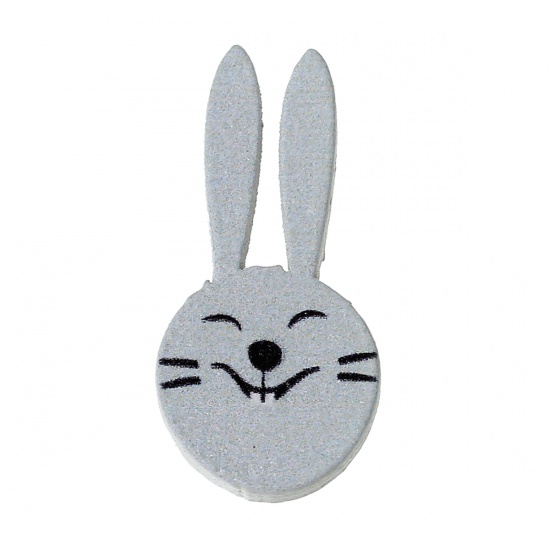 Picture of Wood Easter Embellishments Scrapbooking Rabbit Gray 30mm(1 1/8") x 15mm( 5/8"), 100 PCs