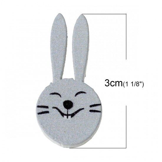 Picture of Wood Easter Embellishments Scrapbooking Rabbit Gray 30mm(1 1/8") x 15mm( 5/8"), 100 PCs