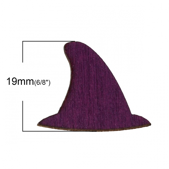Bild von Holz Sticker Embellishments Scrapbooking Hut zufällig gemischt 23mm x 19mm 100 Stück