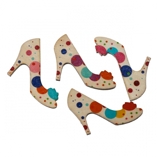 Immagine di Legno Cabochon per Abbellimento Scarpe col Tacco Alto A Random Polka Dot 4.6cm x 3.3cm , 50 Pz