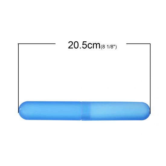 Picture of Plastic Toothbrush Holder Case Tube Rectangle Blue 20.5cm x3cm(8 1/8" x1 1/8"), 5 PCs