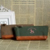 綿+人工皮革 筆箱 長方形 ランダムな色 Wooden Horseパターン 19cmx 8.5cm、 2 個 の画像
