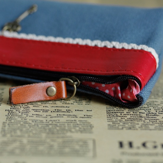 Immagine di Pencil Case Pencil Bag Rectangle Blue Key Pattern 19.0cm x 8.0cm, 2 PCs