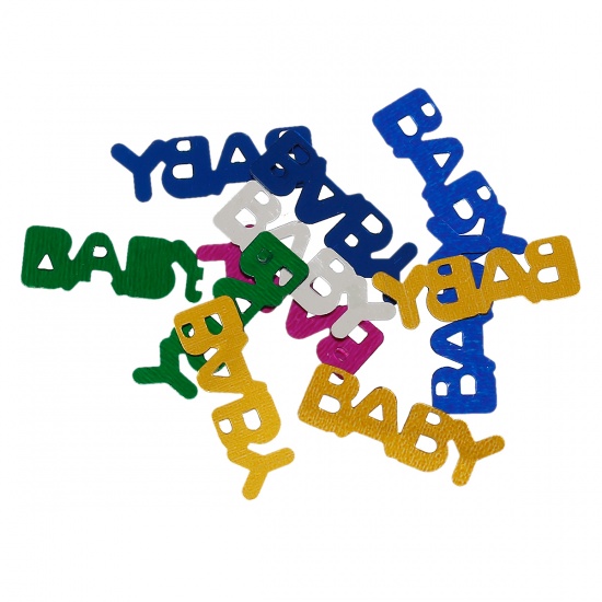 Image de Confetti en PVC Lettre "Baby" pour Soirée Couleur au Hasard 22mm x 7mm, 100 Grammes