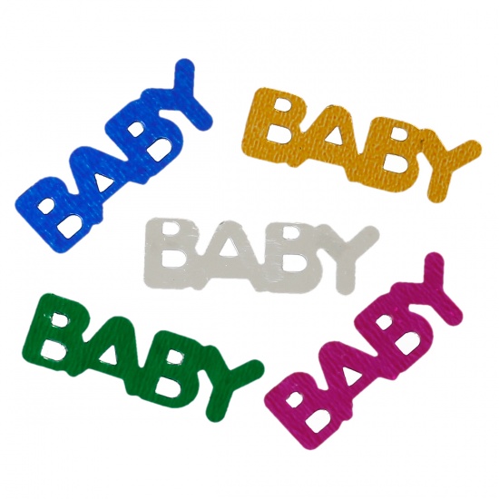 Picture of PVC Confetti Party Decoration Baby Shower Message "Baby" At Random 22mm x7mm( 7/8" x 2/8"), 100 Grams