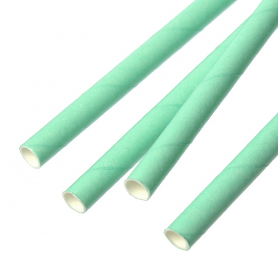 Picture of Paper Drinking Straws Party Supplies Cylinder Fruit Green 20.8cm x9cm(8 2/8" x3 4/8"), 1 Packet (Approx 25 PCs/Packet)