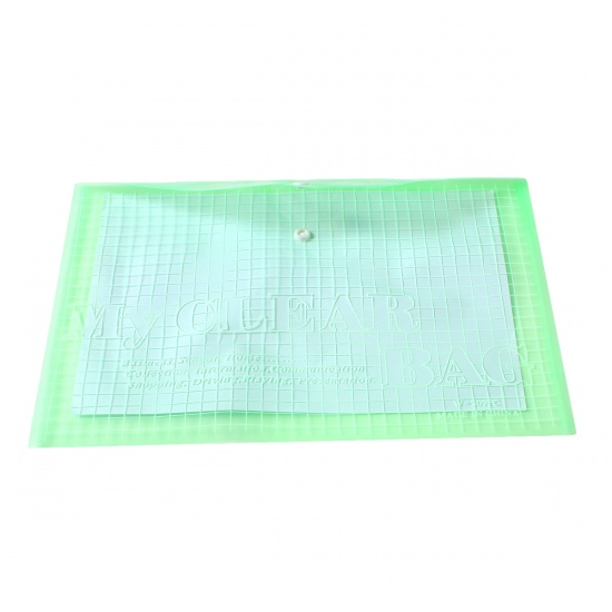 Immagine di PVC Sacchetto di Documento Rettangolo Verde Ingraticciato Lunghezza: 35cm, Larghezza: 25cm, 10 Pz