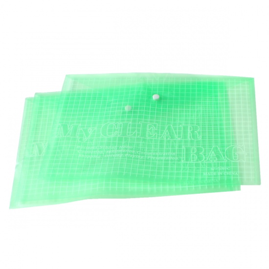 Immagine di PVC Sacchetto di Documento Rettangolo Verde Ingraticciato Lunghezza: 35cm, Larghezza: 25cm, 10 Pz