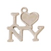 Image de Pendentif en Alliage de Zinc à Cabochon 8mm x 5mm Gravé Mots "I Love New York" Or Clair 20mm x 20mm - 20mm x 19mm, 20 Pcs