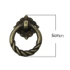 Bild von Zinklegierung Kistengriff Ring Bronzefarbe Schwertlilien 5cm x 2.9cm 5 Stück