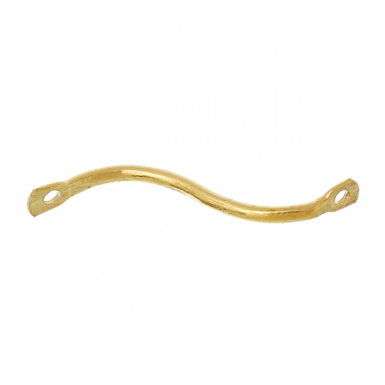 Bild von Messing Charm Anhänger für Ohrring S-Form Messingfarben 21mm x 2mm, 200 Stücke