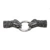 Picture of Zinc Based Alloy Hook Clasps Snake Animal Antique Silver (Fits 10.5mm Cord) 7.4cm x 2.5cm, 2 Sets