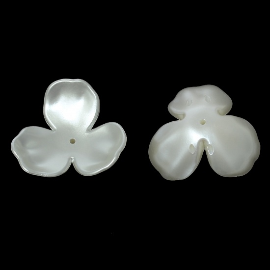 Immagine di Acrilato Coppette Copriperla Fiore Bianco 4.1cm x 3.7cm, 20 Pz
