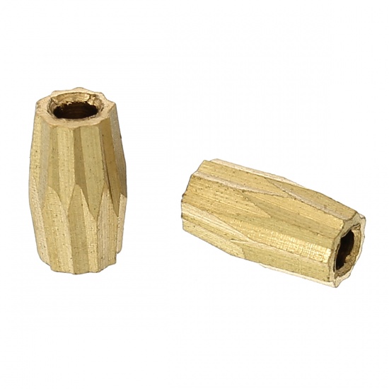 Picture of Brass Spacer Beads Drum Light Gold About 6.0mm( 2/8") x 3.0mm( 1/8"), Hole:Approx 1.6mm, 100 PCs                                                                                                                                                              