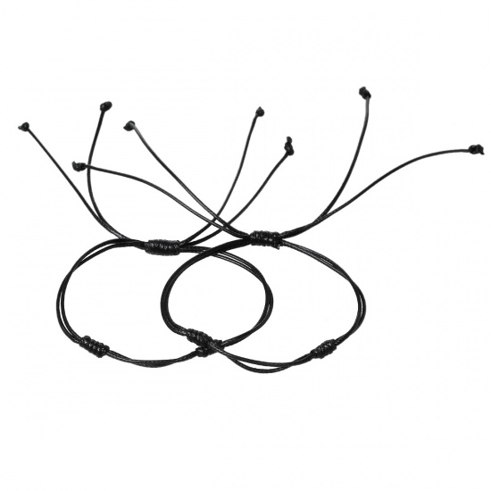Immagine di Poliammide String Fluttuato Intrecciato Amicizia Bracciali Nero lunghezza:31.2cm 5 Pz