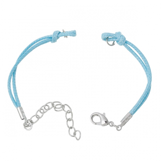 Immagine di Nylon String Fluttuato Intrecciato Amicizia Bracciali Blu lunghezza:14.3cm 10 Pz