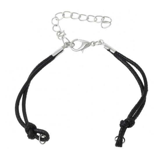 Immagine di Nylon String Fluttuato Intrecciato Amicizia Bracciali Nero lunghezza:14.3cm 10 Pz