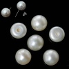 Picture of (Grade A) Natural Freshwater Cultured Pearl Beads Round Creamy-White High Luster Half Hole About 5mm Dia. - 4.5mm Dia., Hole: Approx 0.5mm, 2 Pairs (4 PCs)