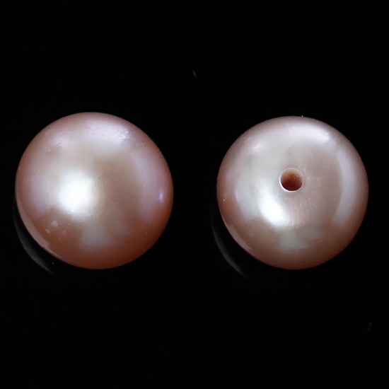 Immagine di （Grado A）Naturale Perla Perline Tondo Mauve Dimensione di Perline: 7.5mm - 7.0mm Foro: Circa 0.6mm 2 Paia