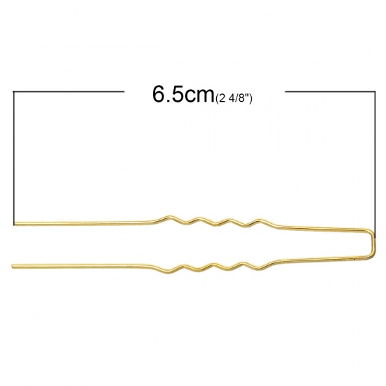 合金 ヘアクリップ ゴールデン 6.5cm x 10mm、 100 個 の画像