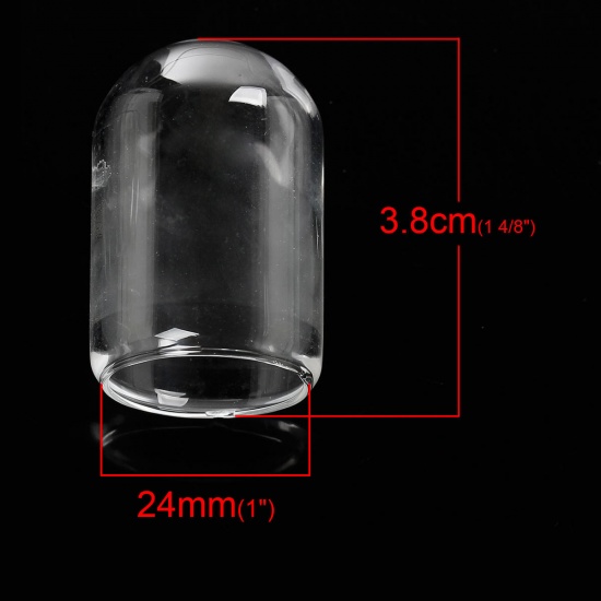 Bild von Transparent Mini Glaskugel Flasche Zylinder Platt 25mm D., 3 Stücke