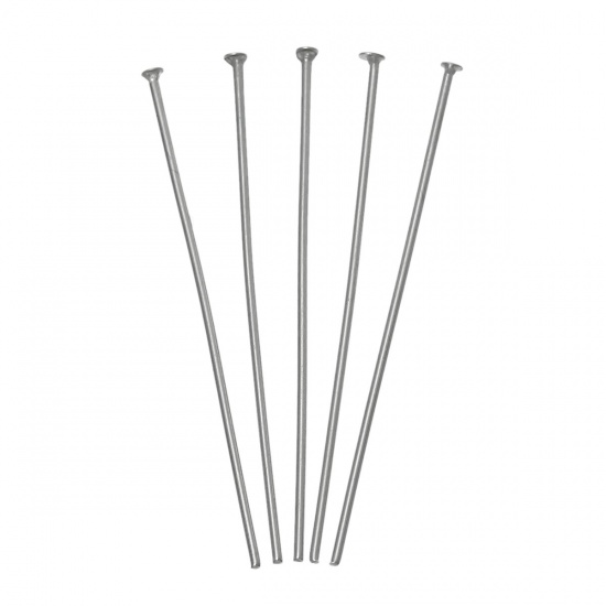 Picture of 304 Stainless Steel Head Pins Silver Tone 3.5cm(1 3/8") long, 0.7mm (21 gauge), 300 PCs