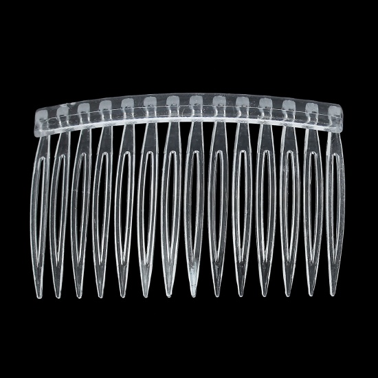 Picture of Acrylic Hair Clips Comb Shape Transparent 71mm x 46mm, 20 PCs