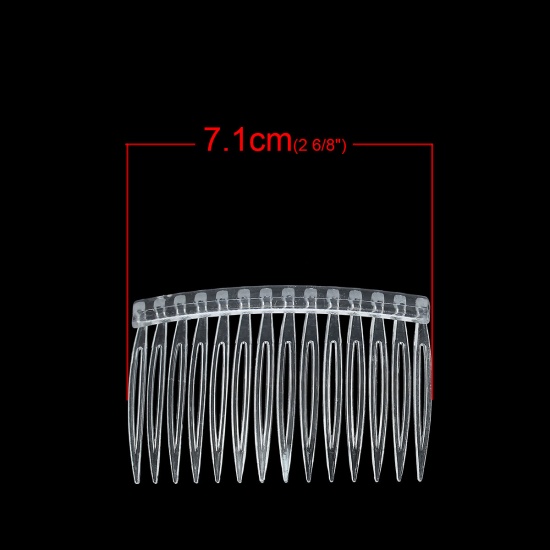Picture of Acrylic Hair Clips Comb Shape Transparent 71mm x 46mm, 20 PCs
