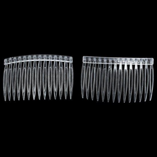 Picture of Acrylic Hair Clips Comb Shape Transparent 71mm x 46mm, 20 PCs