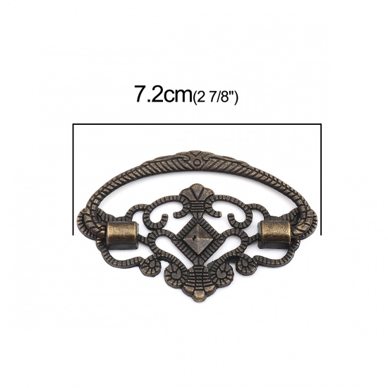 Immagine di Lega di Zinco Armadietto Cassetto Maniglie Irregolare Tono del Bronzo Modello 72mm x 37mm, 5 Pz