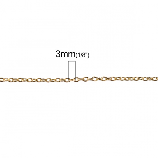 Immagine di Lega di Zinco + Lega Collana Ovale Oro Placcato Cavo Catena 45.7cm Dimensione della Catena: 3x2mm 1 Set