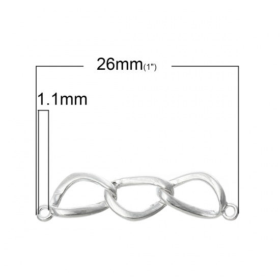 Immagine di Ottone Connettore Accessori Triangolo Argento Placcato 26mm x 6mm, 10 Pz