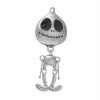 Picture of Zinc Based Alloy 3D Pendants Halloween Skeleton Skull Antique Silver Color 67mm(2 5/8") x 25mm(1"), 2 PCs