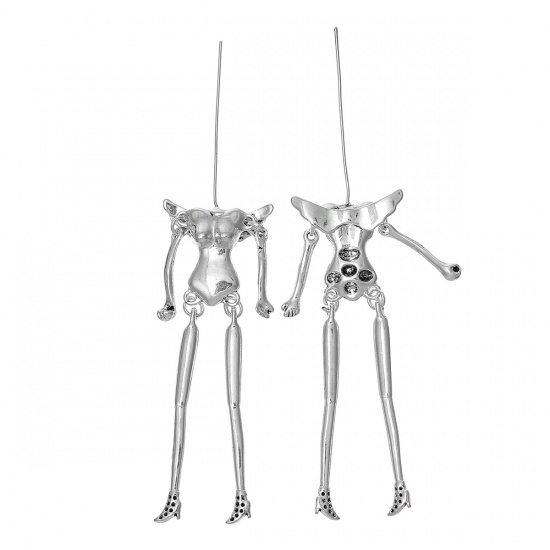 Picture of Zinc Based Alloy Body DIY Toy Doll Making Human Femal Skeleton Antique Silver Color Antique Silver Color With Wing 11.7cm x2.7cm(4 5/8" x1 1/8"), 2 PCs