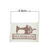 Picture of Cotton Woven Printed Labels DIY Scrapbooking Craft Rectangle Off-white & Brown Sewing Machine Message Pattern " Hand Made " 49.0mm(1 7/8") x 25.0mm(1"), 200 PCs