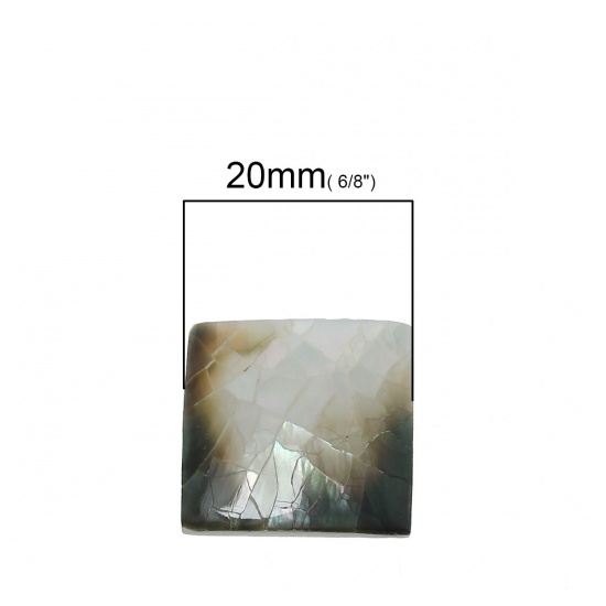 Immagine di Conchiglia Cabochon per Abbellimento Quadrato A Random AB Colore Crepa 20mm x 20mm , 2 Pz