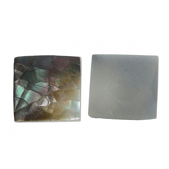 Picture of Shell Embellishments Findings Square At Random AB Color Crack Pattern 20.0mm( 6/8") x 20.0mm( 6/8") , 2 PCs