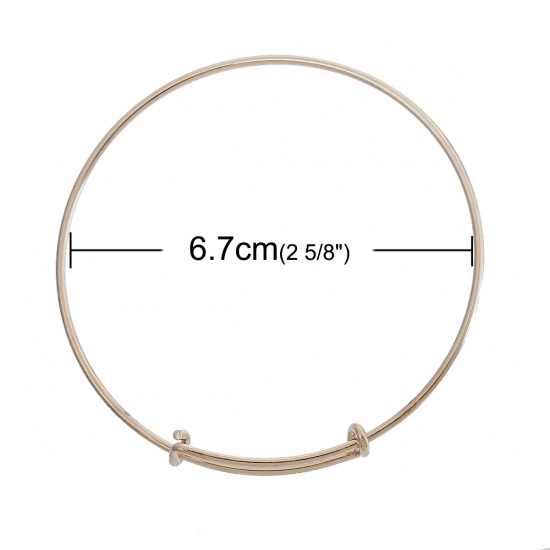 Immagine di Ottone Braccialetto Tondo Rose Gold Regolabile lunghezza: 27 - 21cm 5 Pz                                                                                                                                                                                      