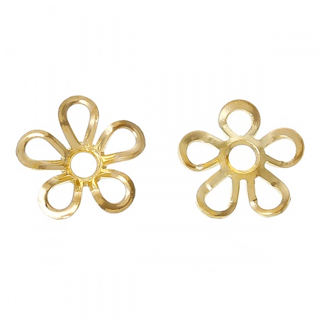 Brass Filigree Beads Caps Flower Gold Plated (Fits 16mm Beads) 9mm( 3/8") x 9mm( 3/8"), 200 PCs