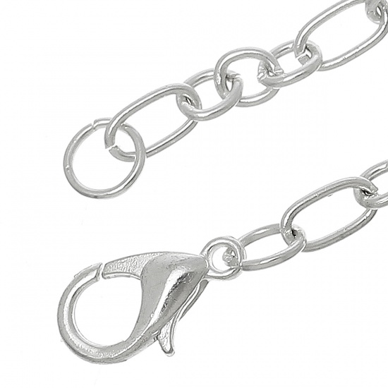 Immagine di Lega di Zinco Fibbia Aragosta 3:1 Catena Braccialetti Argento Placcato lunghezza: 20.0cm 1 Set(Circa 12Pz/Set)