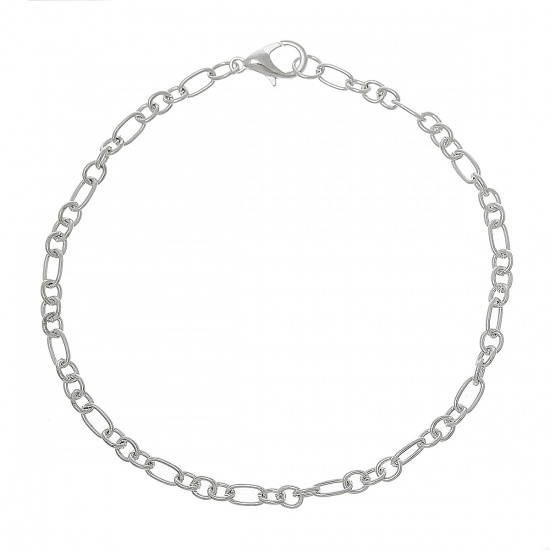 Picture of Lobster Clasp 3:1 Chains Bracelets Silver Plated 20.0cm(7 7/8") long, 1 Plate(Approx 12PCs/Plate)